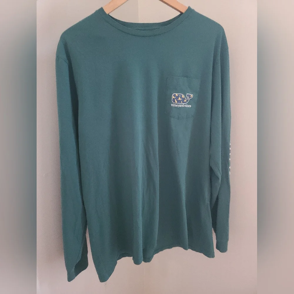 Yellow Lab Vineyard Vines mens long sleeve green shirt size XL - Picture 7 of 8